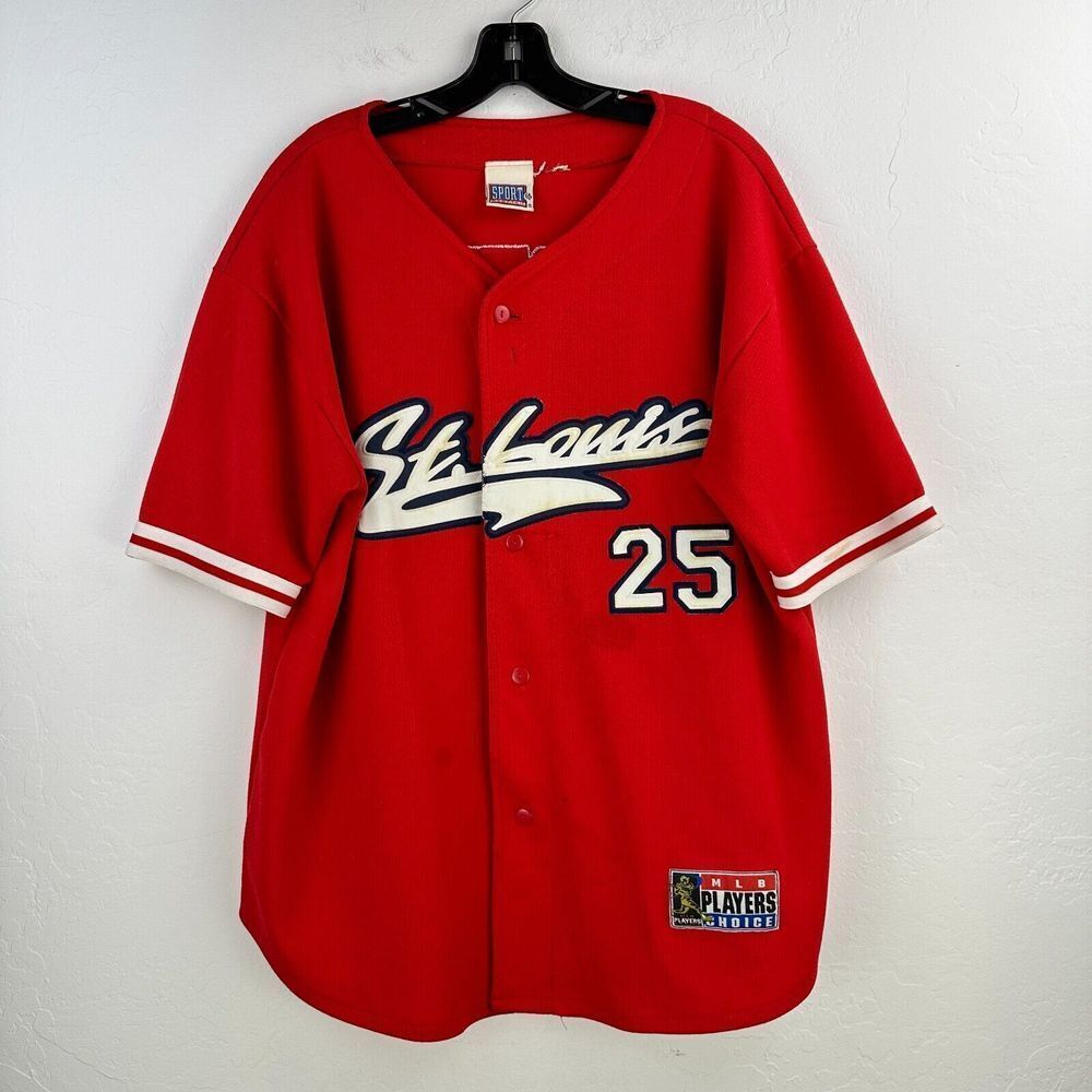 Vintage Sport Attack Jersey‎ Mens Red MLB St Louis Cardinals Mark McGwire #25